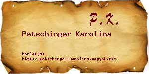 Petschinger Karolina névjegykártya